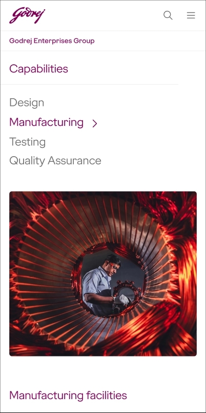 Mobile category landing page