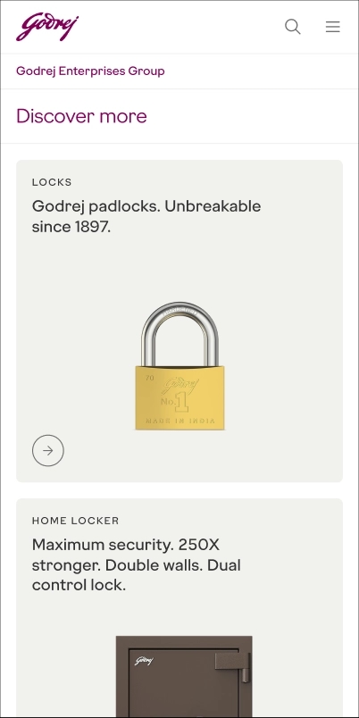 Mobile category landing page