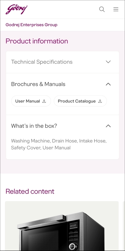 Mobile category landing page