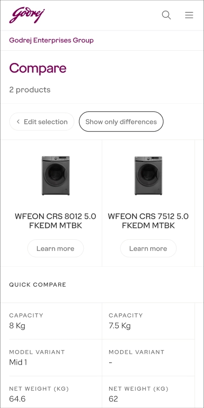 Mobile category landing page