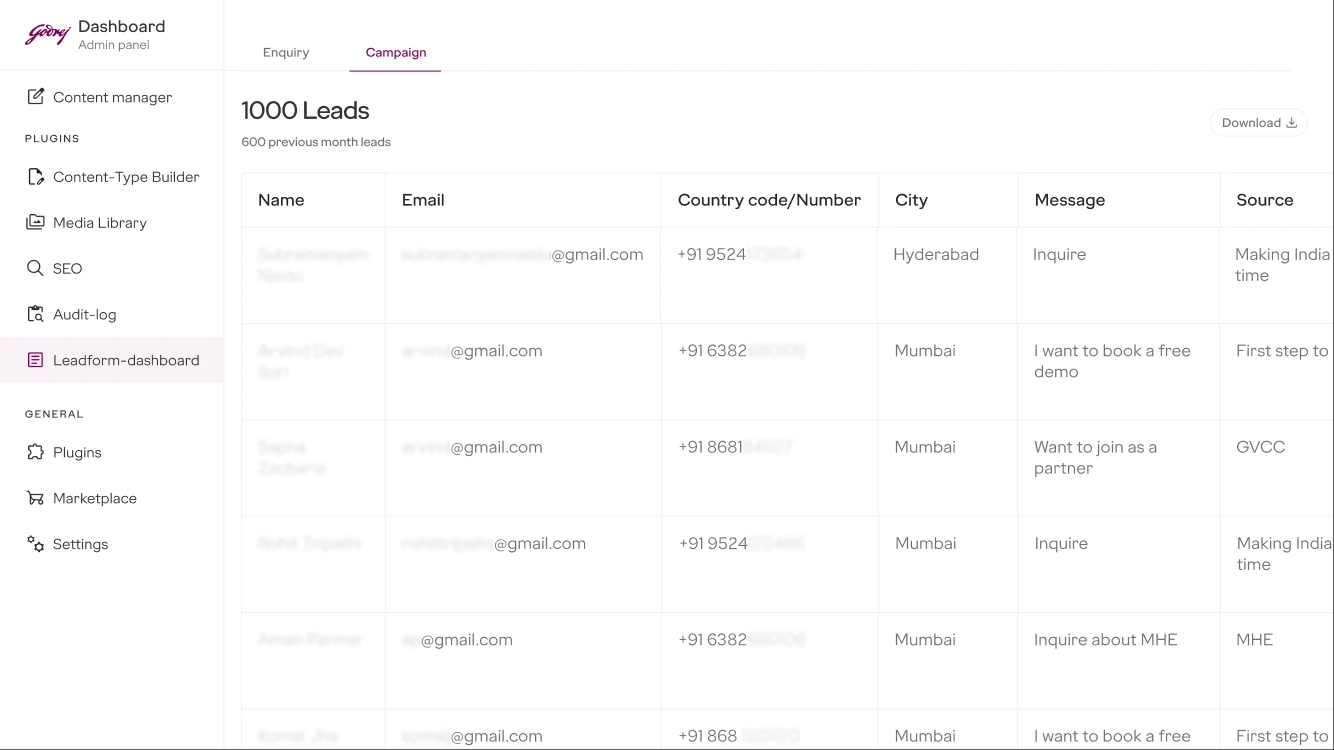 Mobile category landing page