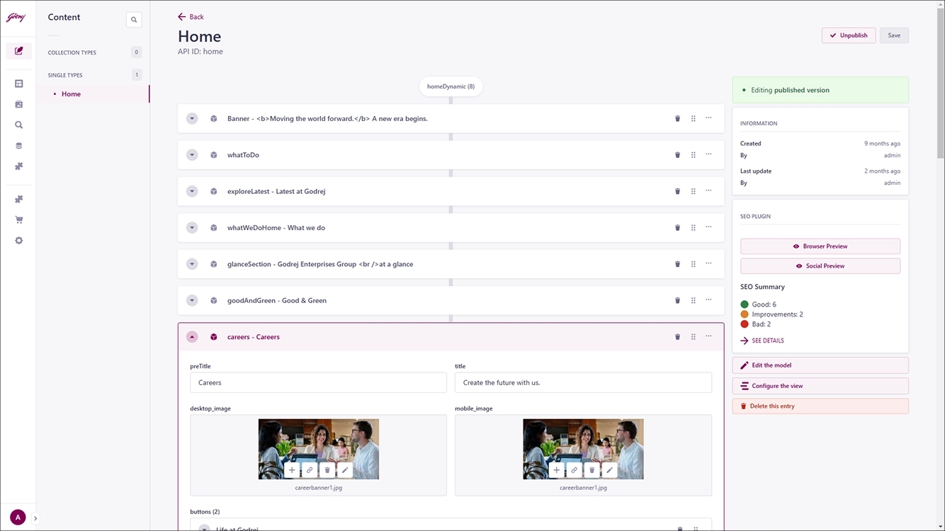 Mobile category landing page